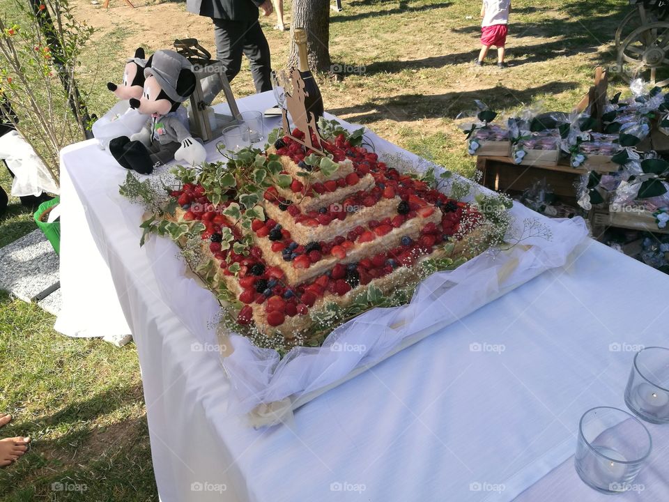 Wedding cake table at an Italian Wedding