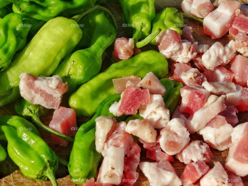 Green Peppers And Pancetta
