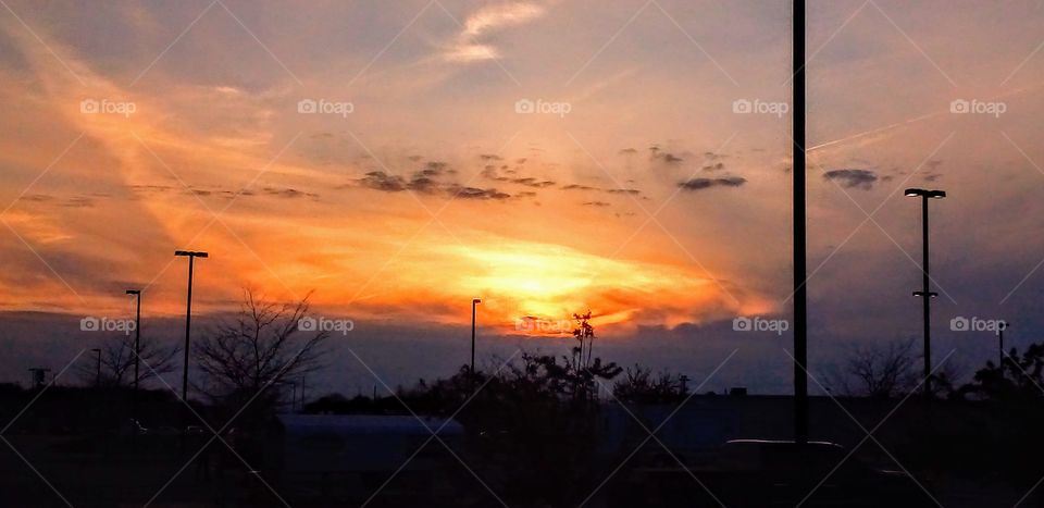 evening orange sky and clouds