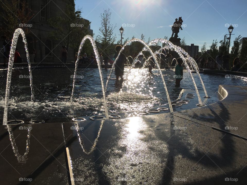 Kids playing in Fountain