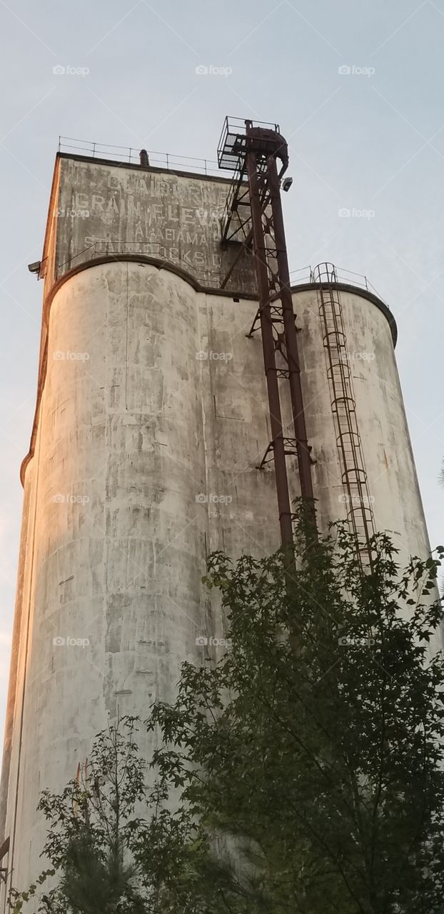 Abandoned grain elevator at Claiborne, Alabama