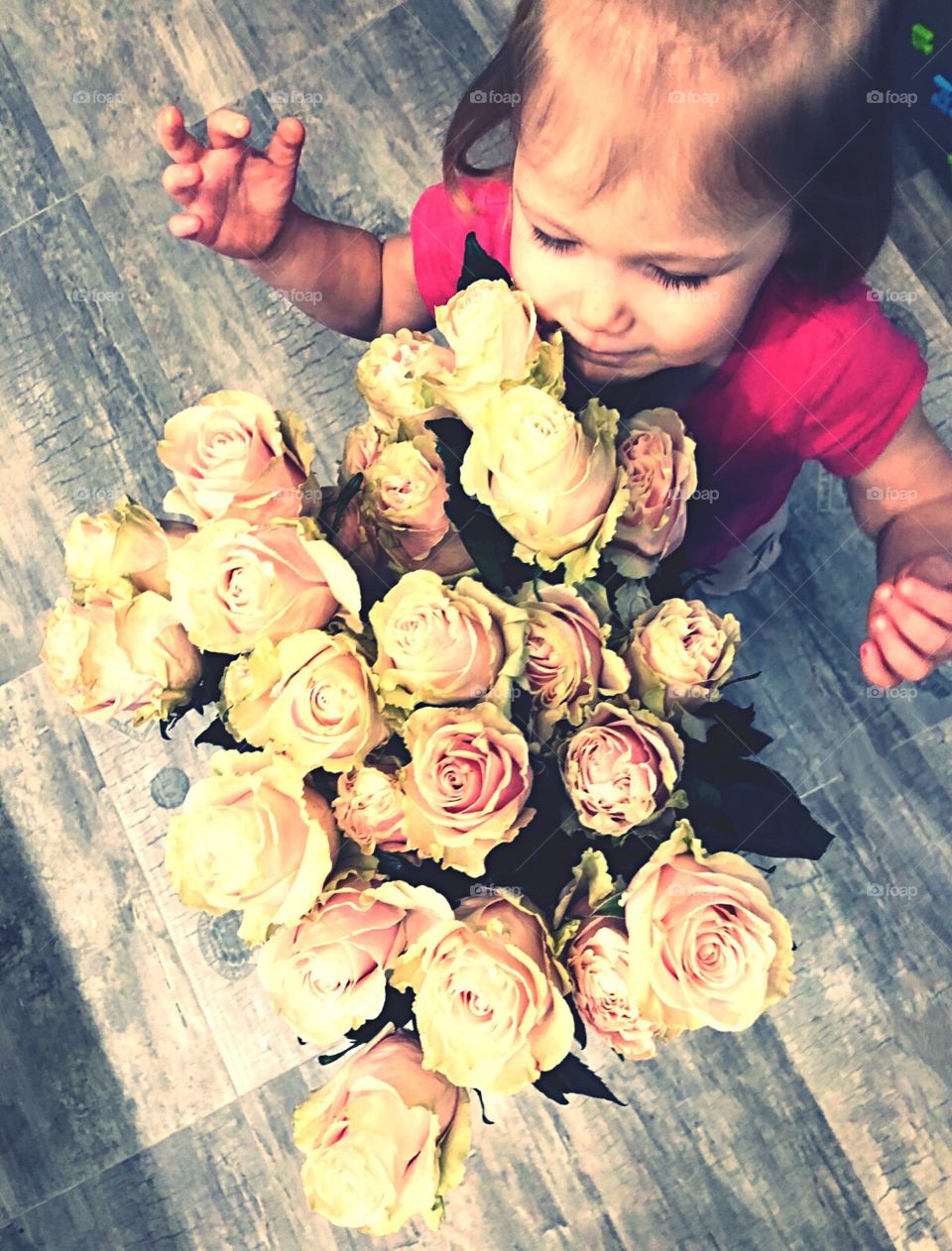 Baby and flowers 