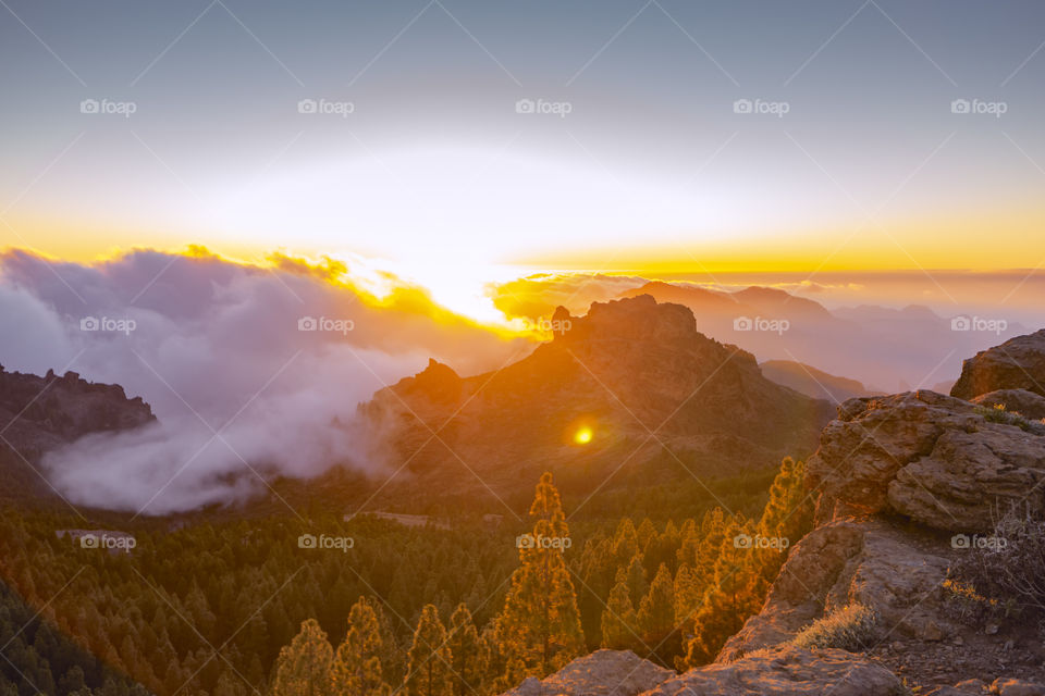 Sunset in the mountains of Gran Canaria 