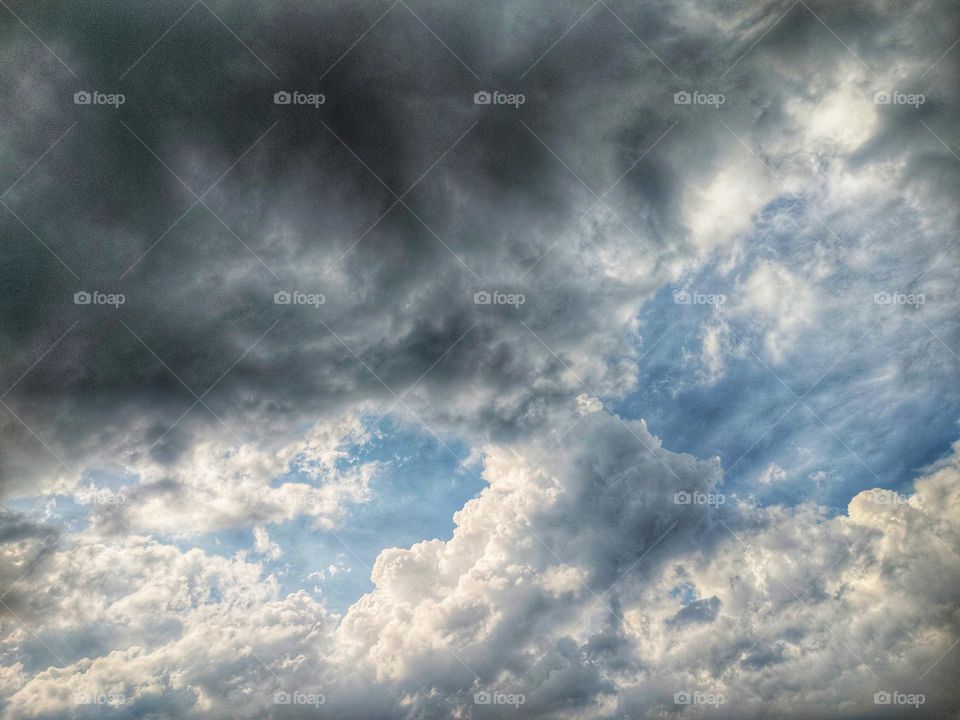 fluffy clouds like cotton in the sky