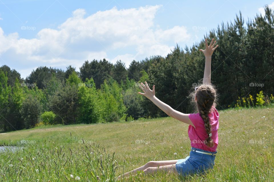 girl love and relaxing on a nature spring time