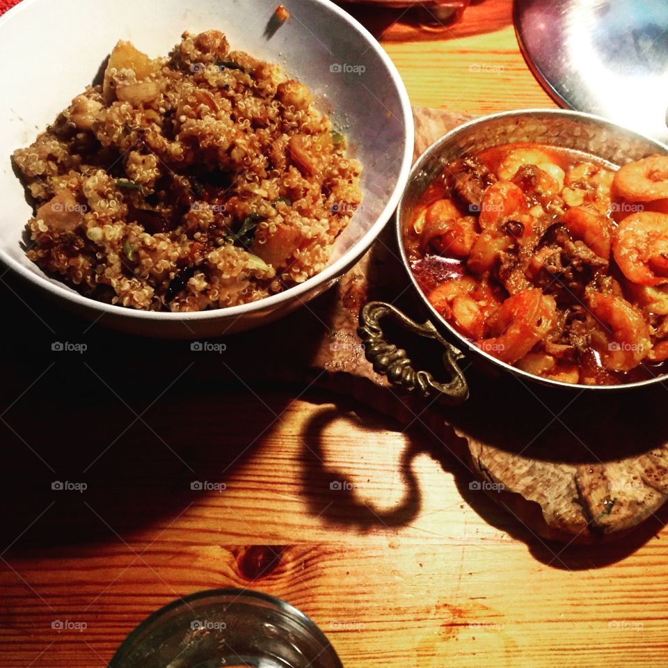 Garlic Shrimp with Squash Quinoa 