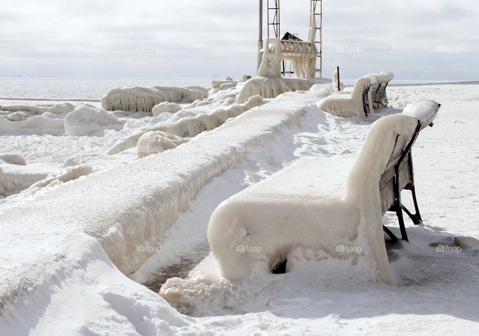 Black sea, winter and  white ice