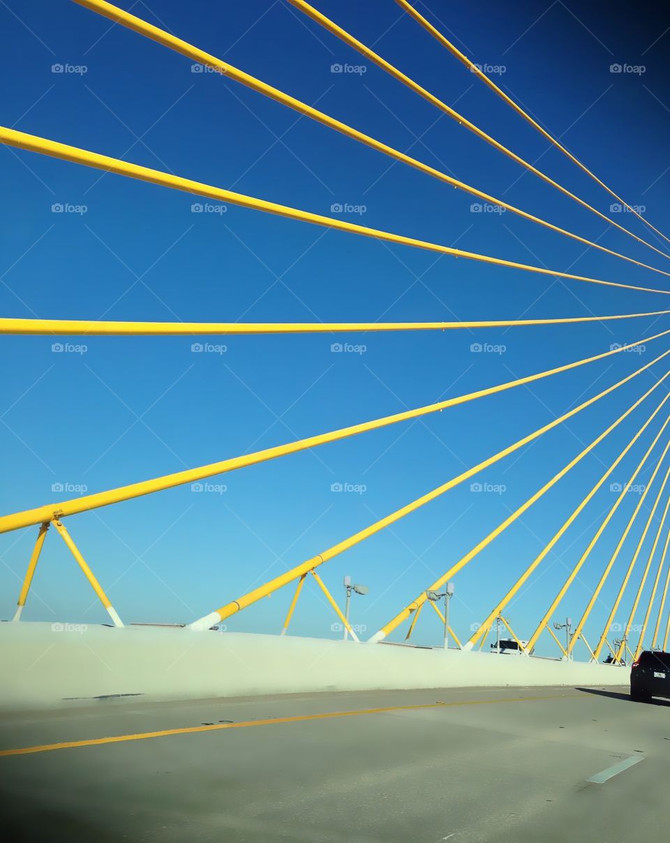 Blue skies on the famous Skyway Bridge to a vacation.