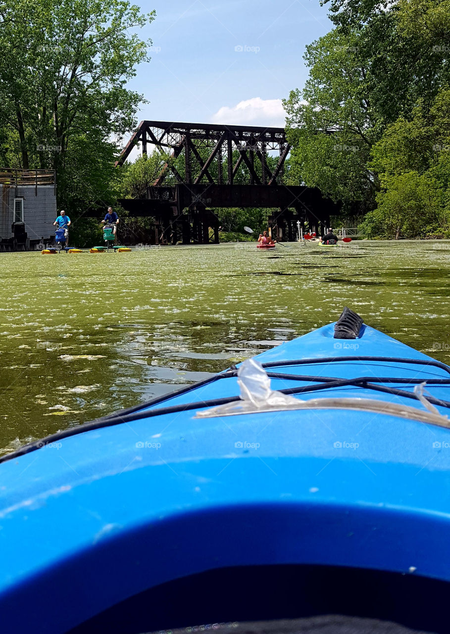 Peoples kayaking in lake