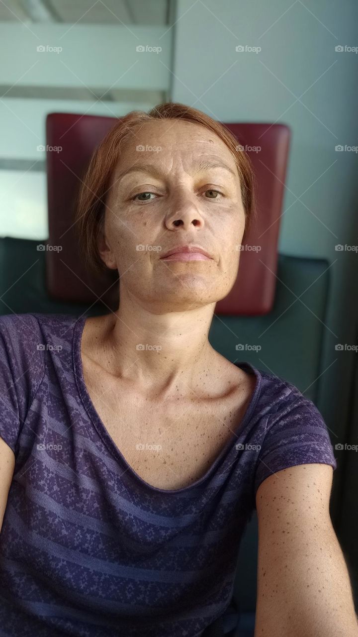 selfie woman beautiful natural skin, portrait