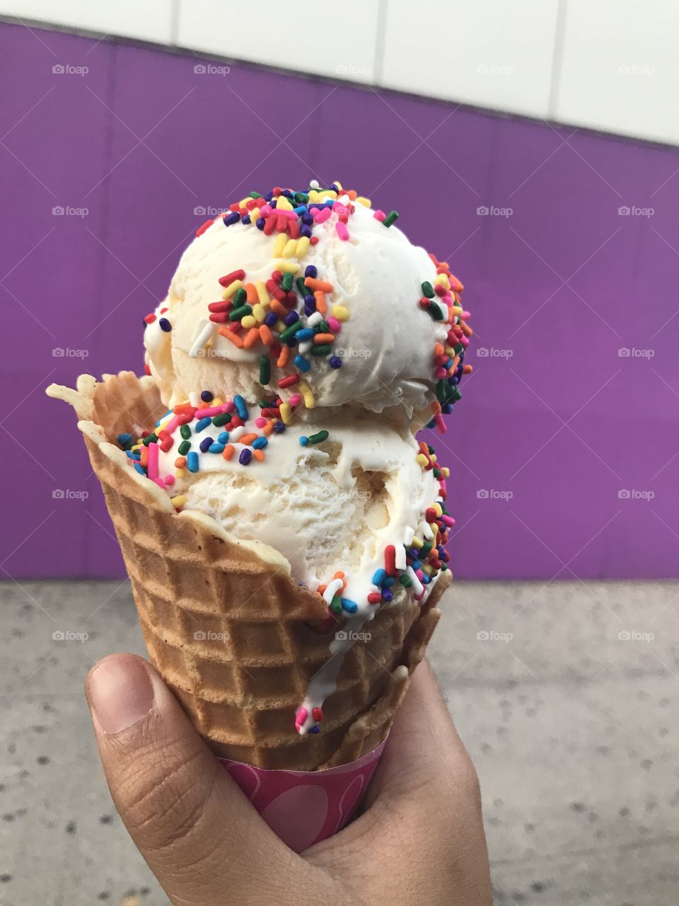 Ice cream cone with sprinkles 