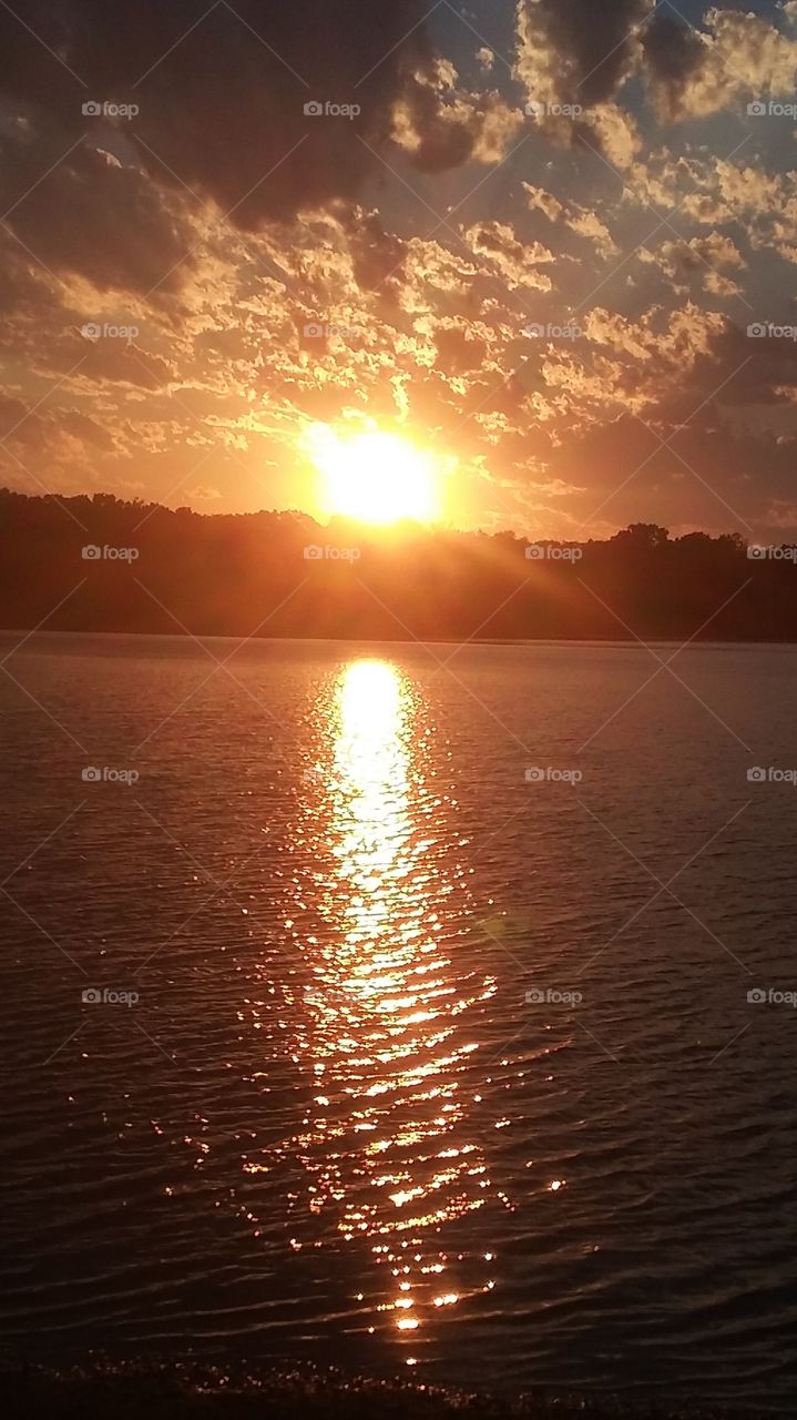 sunset over lake