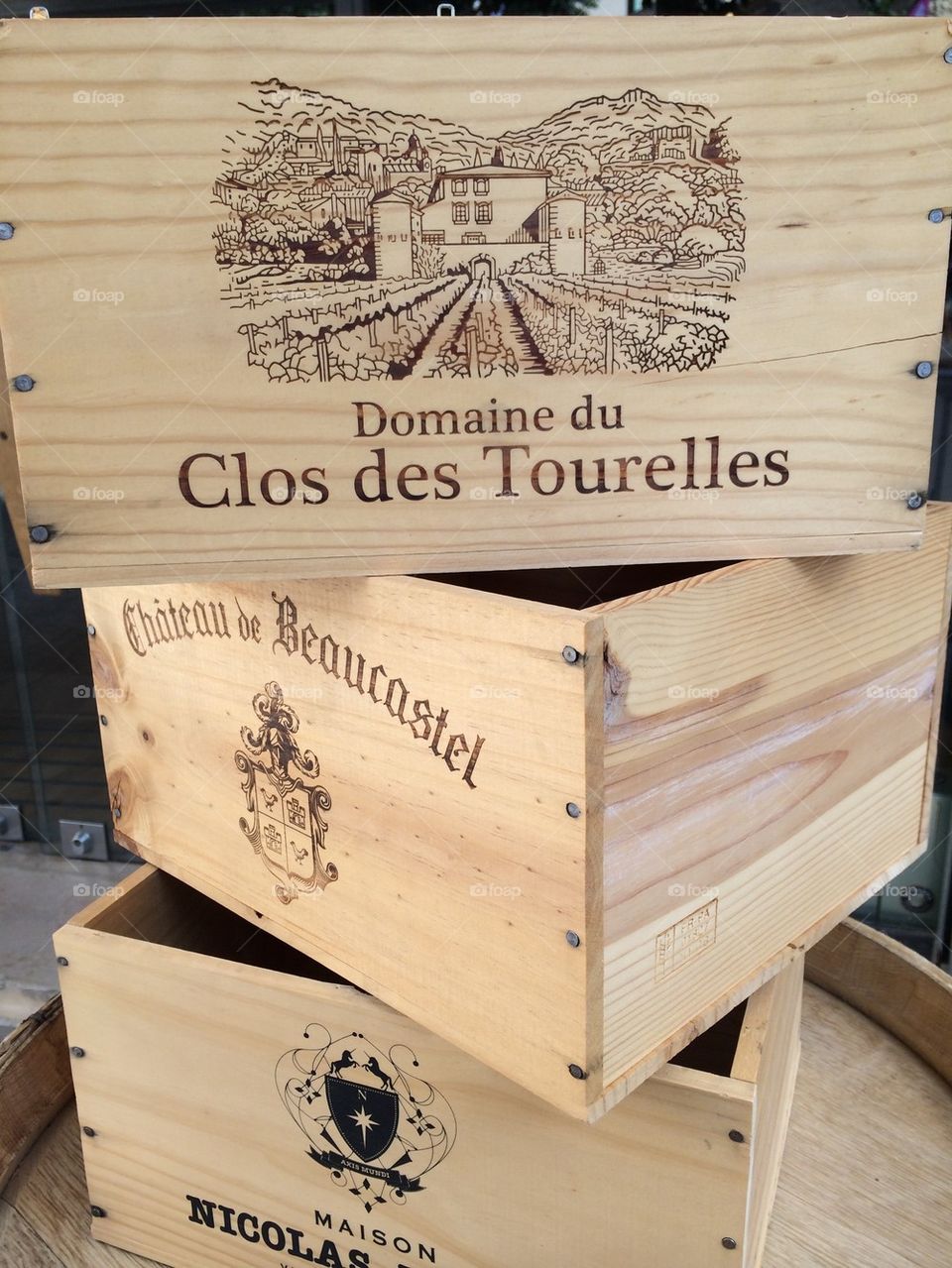 Wooden Boxes of French Wine