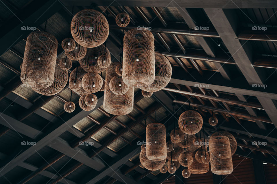 fishing accessories used in decorating the ceiling