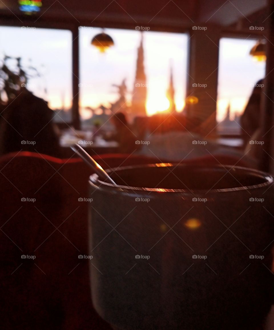 Tea in sunset