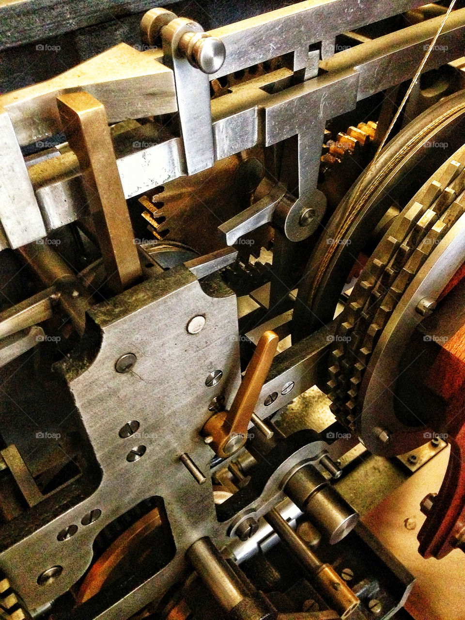 Steam punk steel and brass gear assemblage of a Babbage difference