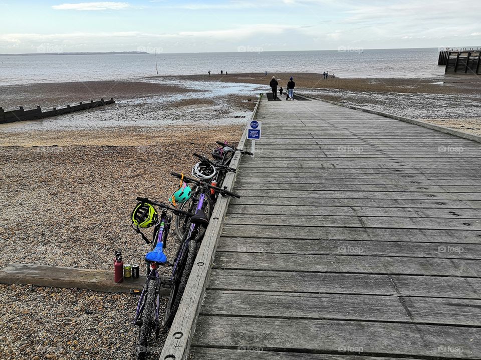 Seaside with bicycles
