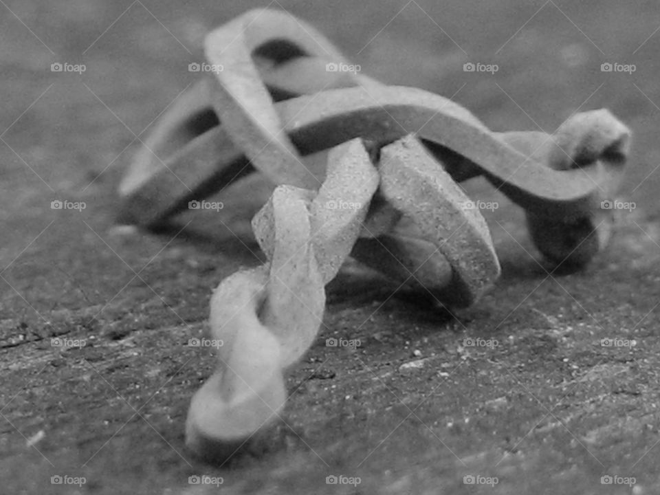 Macro image of a twisted rubber band.