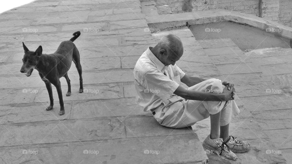 Chap  is having a rest in Varanasi on the Ganges ..