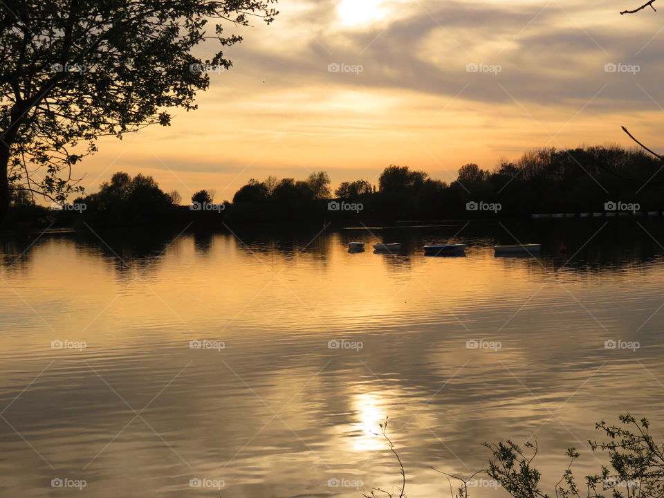 sunset on lake