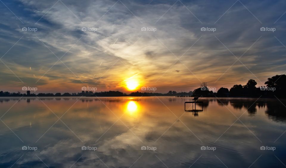 Sunrise on the Kunicki lake