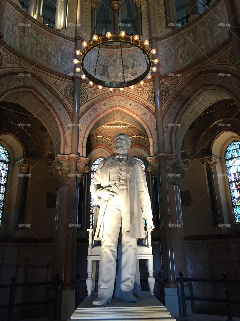 The statue of US President James A. Garfield in his mausoleum in Cleveland Ohio