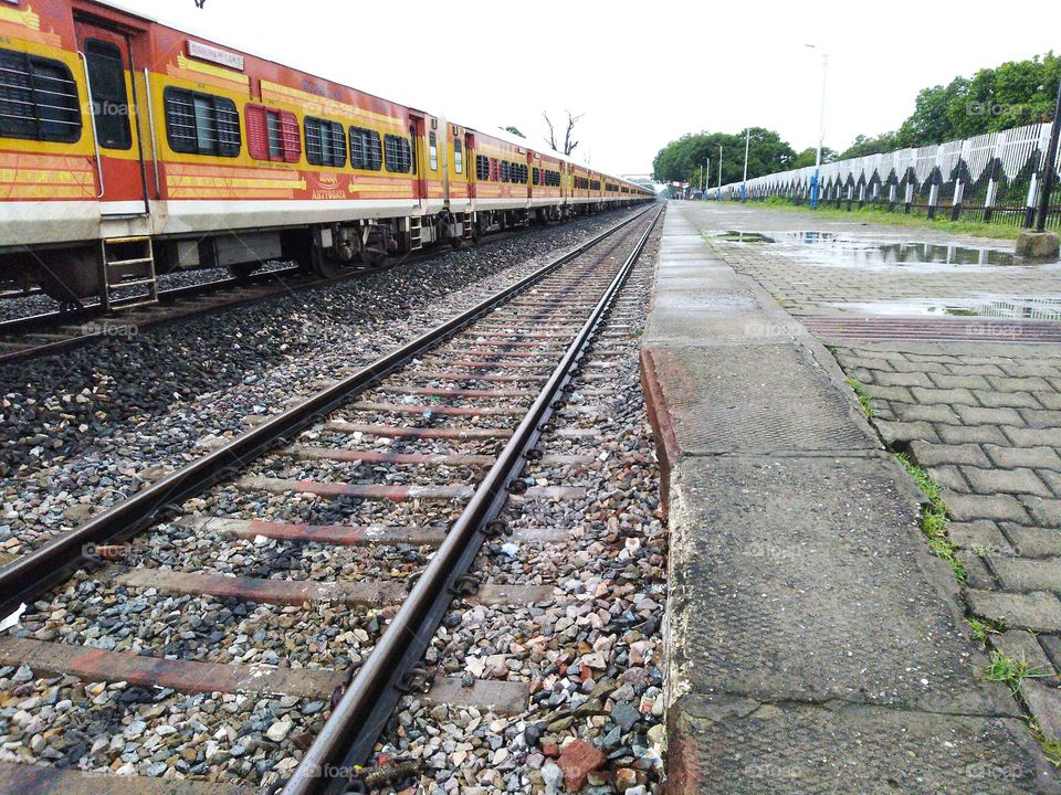 Indian train standing on platform