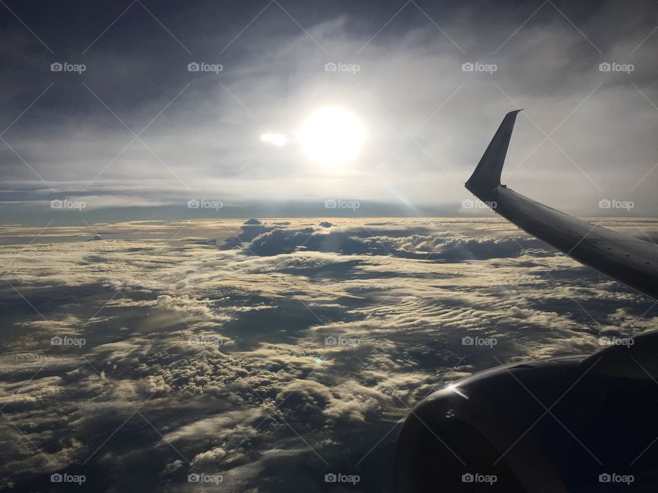 Sunset on plane