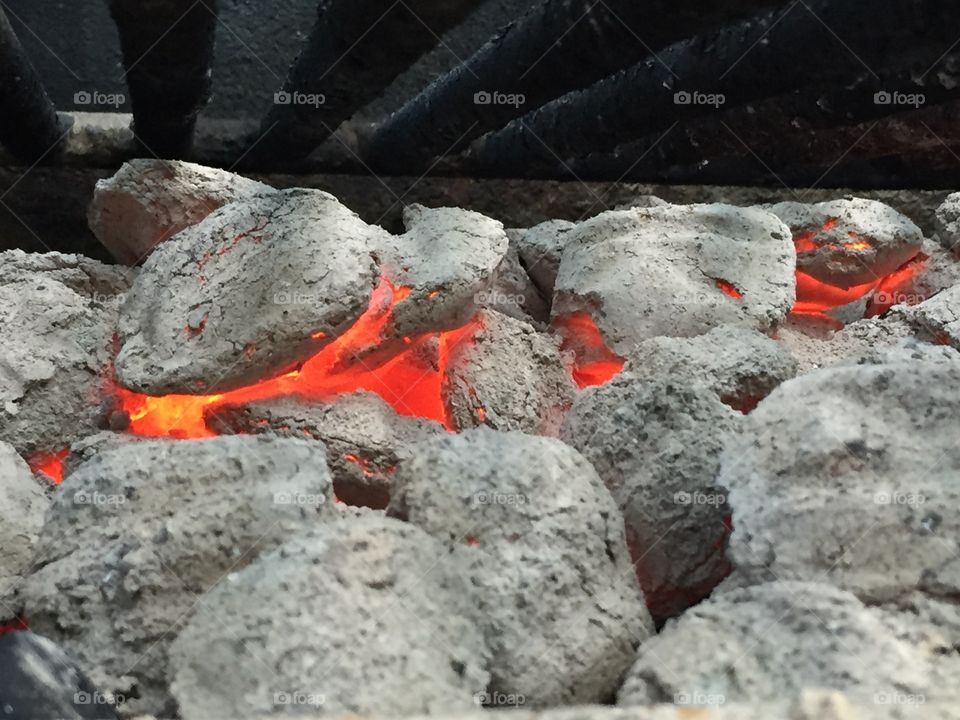 Charcoal in grill. Charcoal in grill
