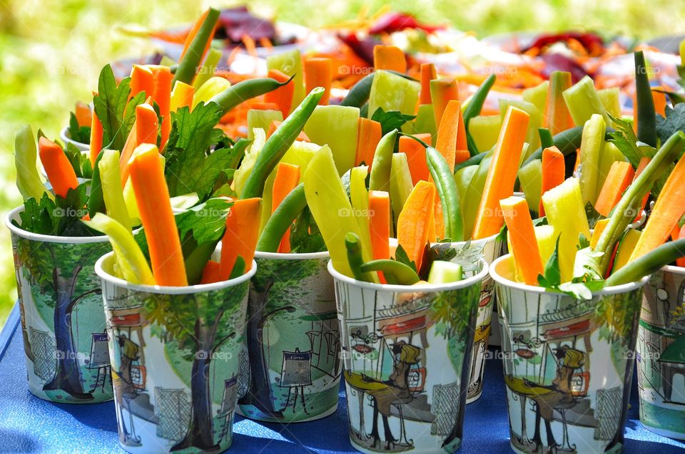 colorful vegetables in the cups - summer food