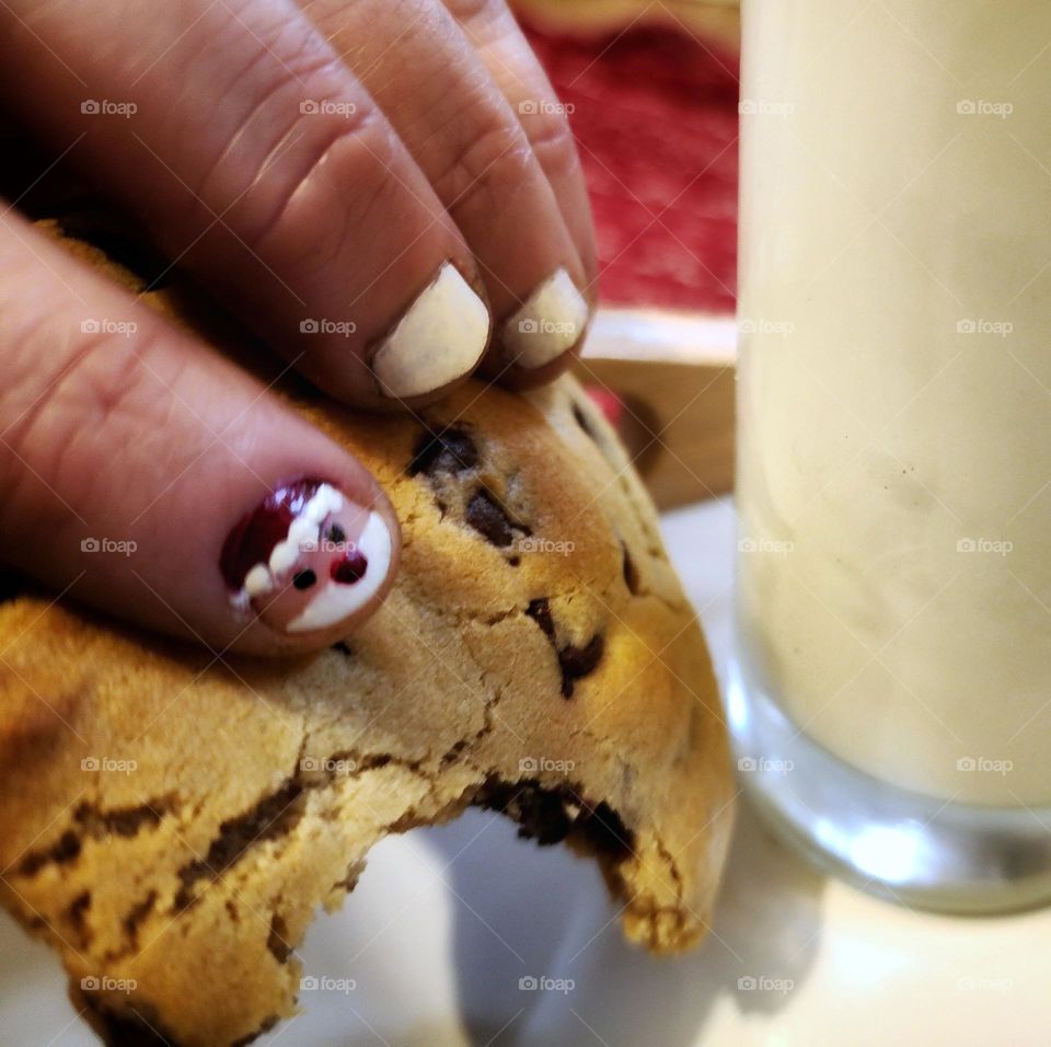 Christmas manicure with a feature Santa nail.