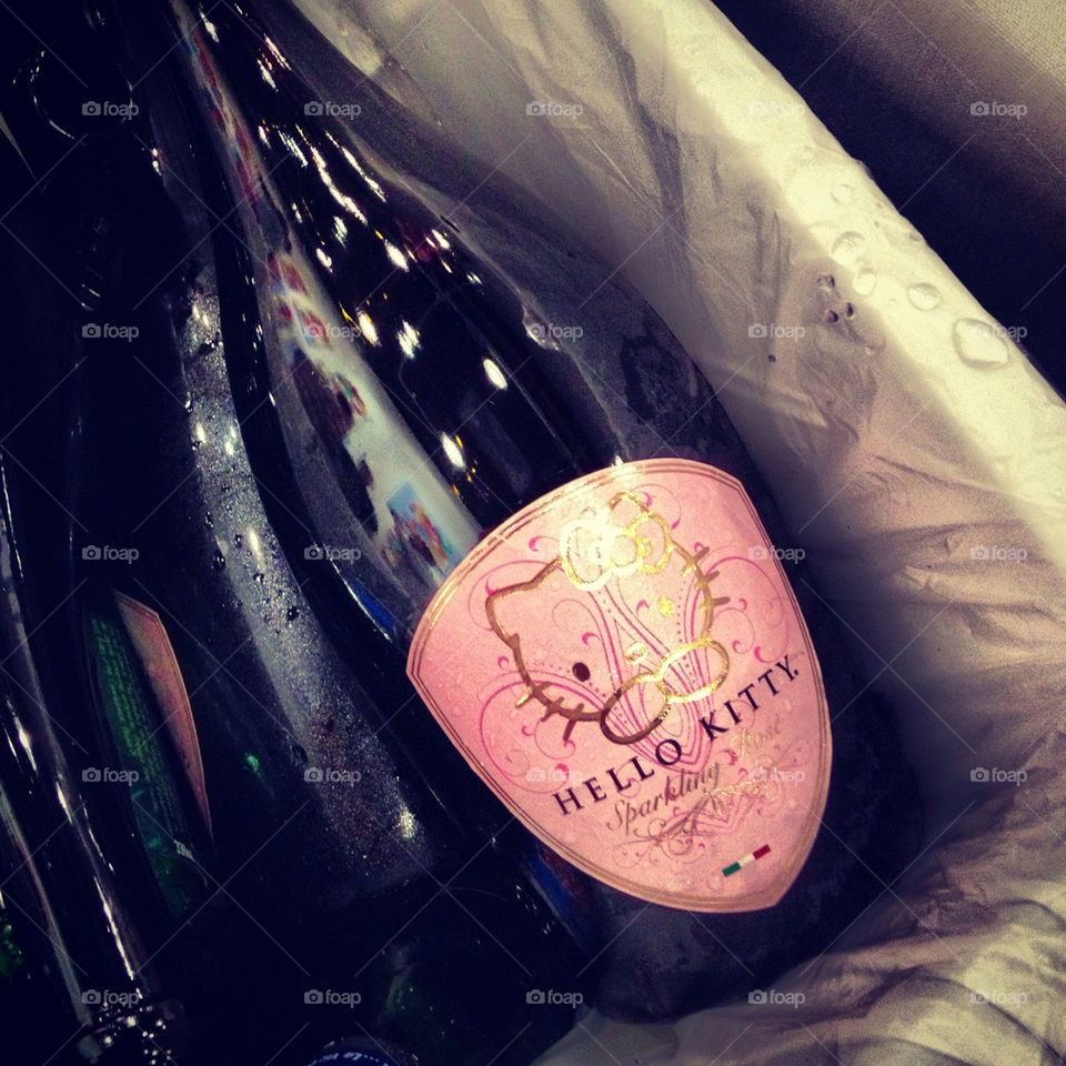 pink kitty champagne bottle by annieadj