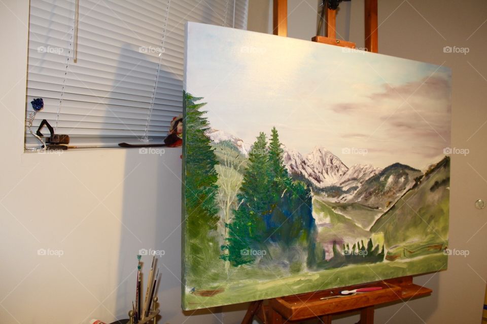 Colorado mountains. Oilpainting in progress. J.G