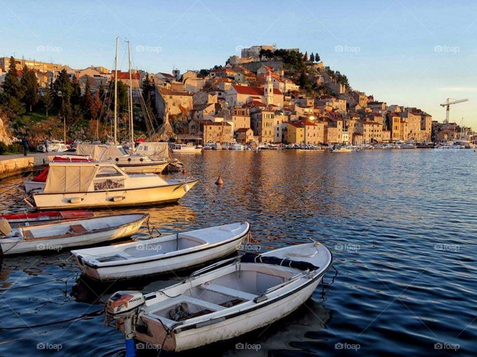 Šibenik city  from Croatia Beach