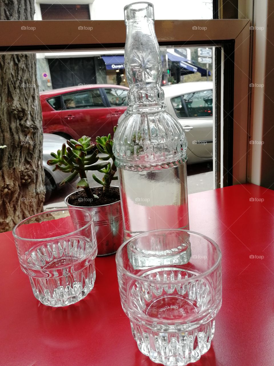 having a glass of water in Paris