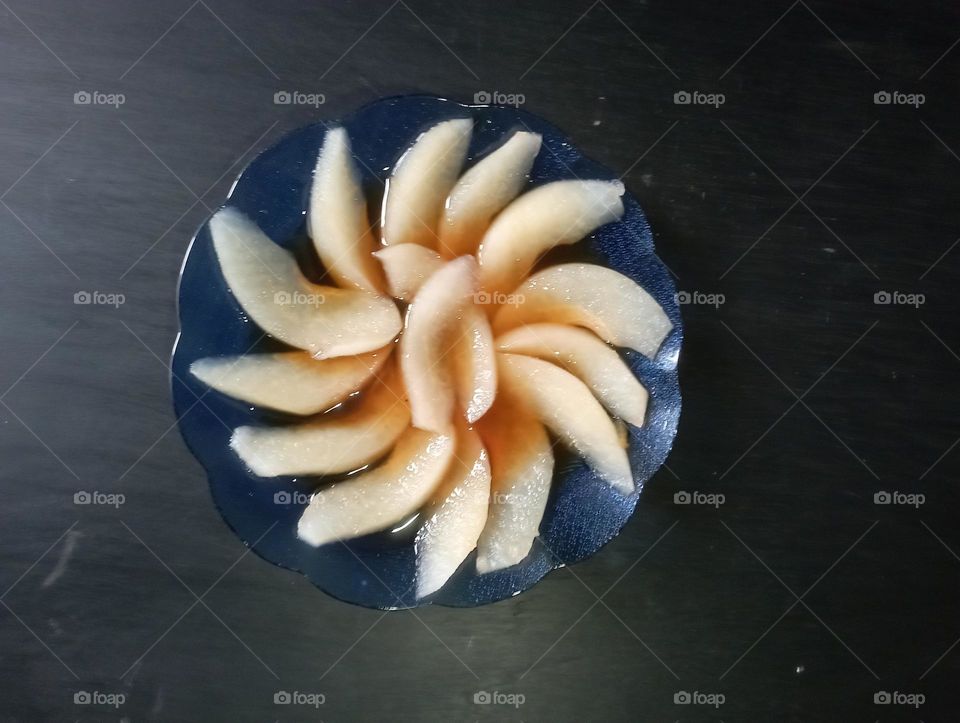 Pear Caramel served on table.