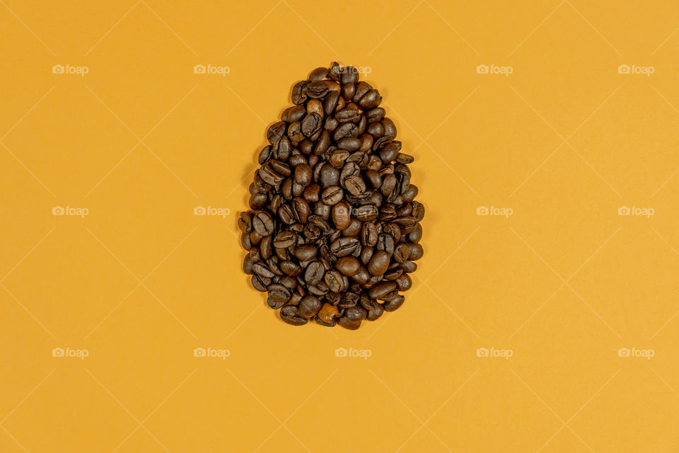 Coffee beans in egg shape
