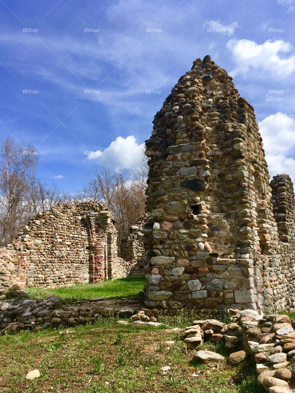 Remains of the ancient early Christian basilica of S. Giovanni, V century, archaeological area of Castelseprio, province of Varese