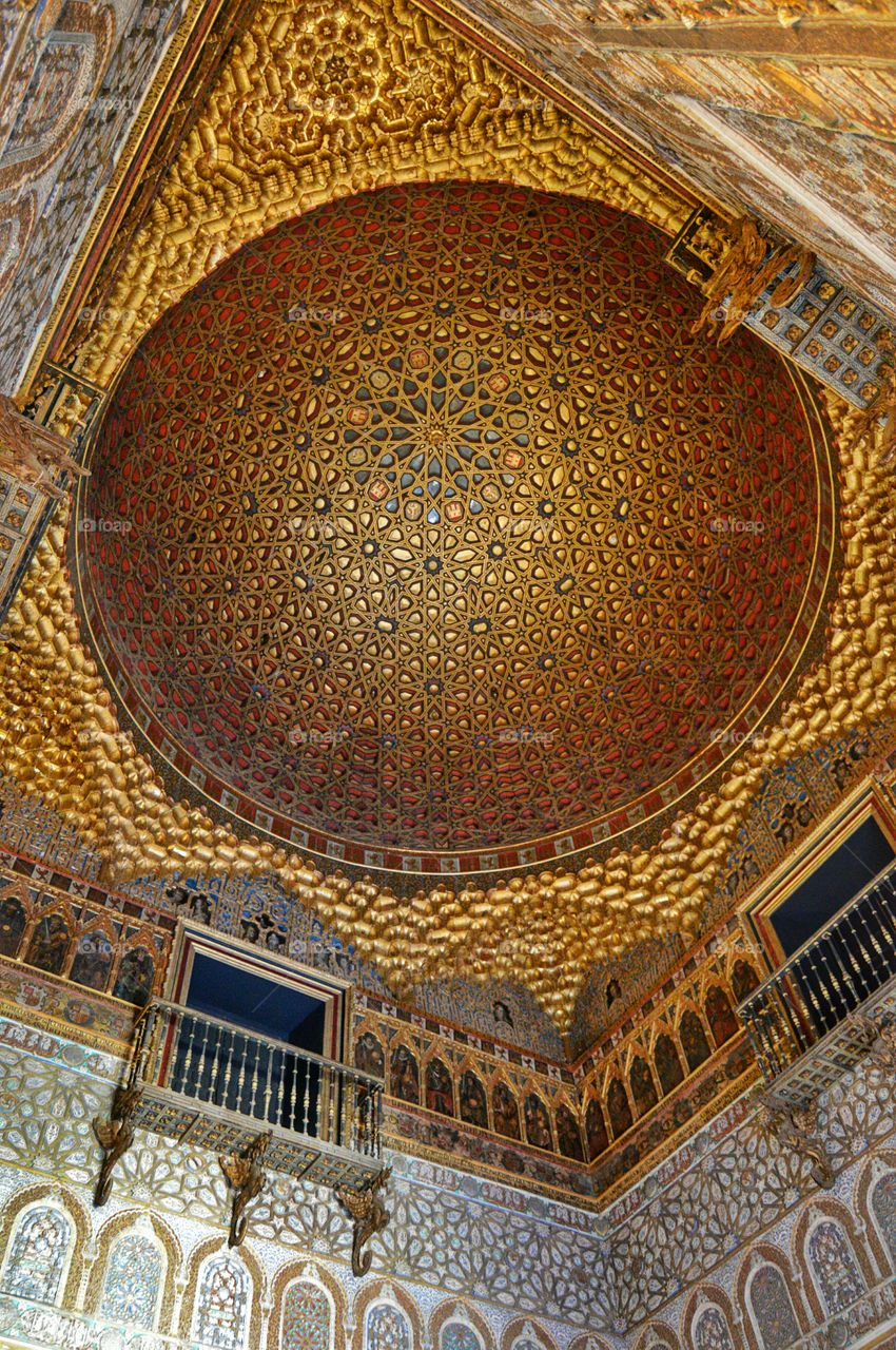 Half-sphere vault. Half-orange shaped vault at Reales Alcázares, Sevilla, Spain