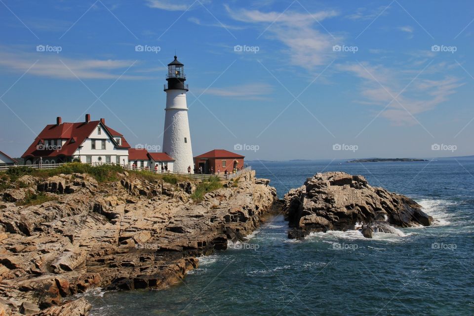 Lighthouse, Seashore, No Person, Water, Sea