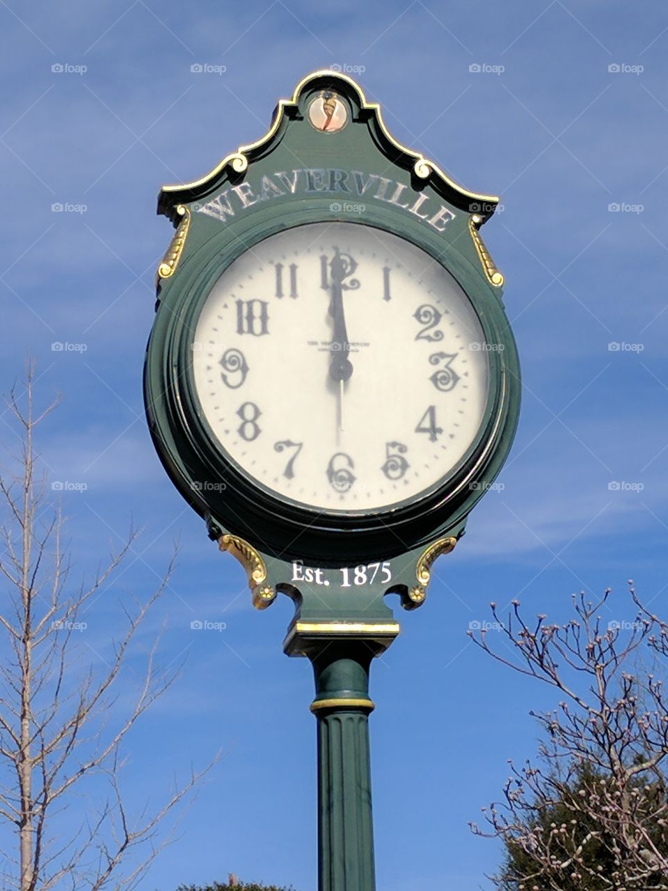 Town clock in Weaverville NC