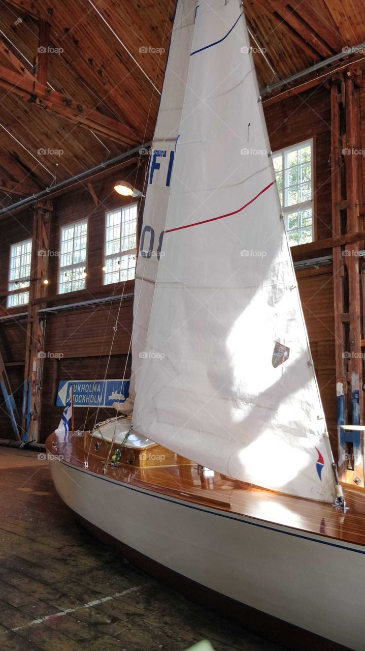 Sailing boat on shipyard