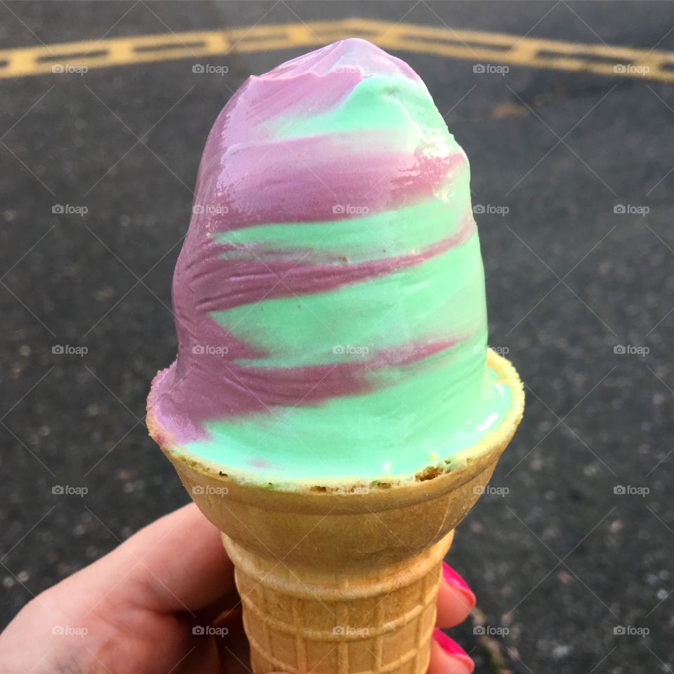 Twist ice cream cone in summer vacation. 