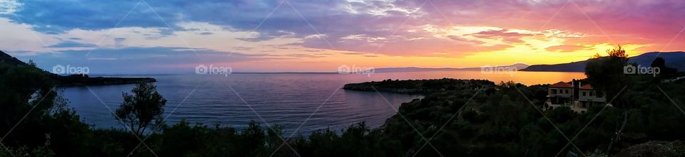 Panoramic views of Kardamyli sunset