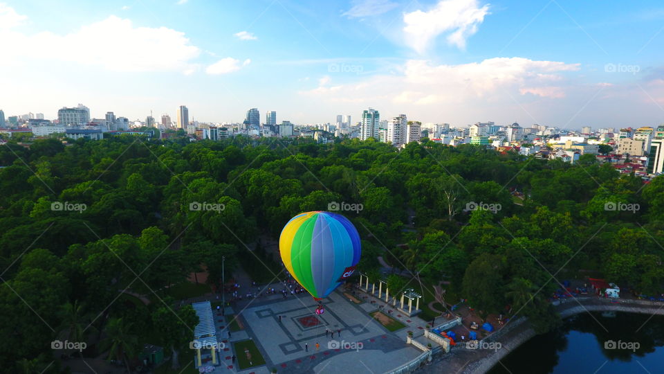 No Person, Travel, Balloon, City, Sky