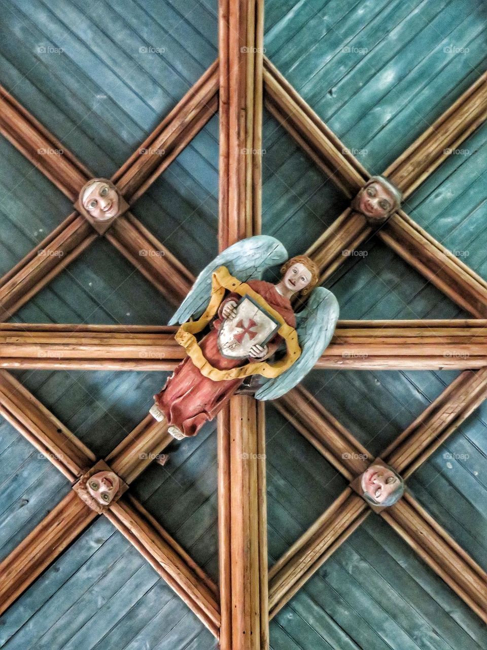 Sculptures on the ceiling of a church