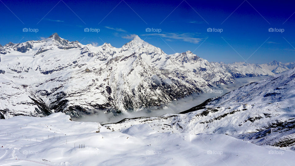 winter season matterhorn snow mountains in swiss