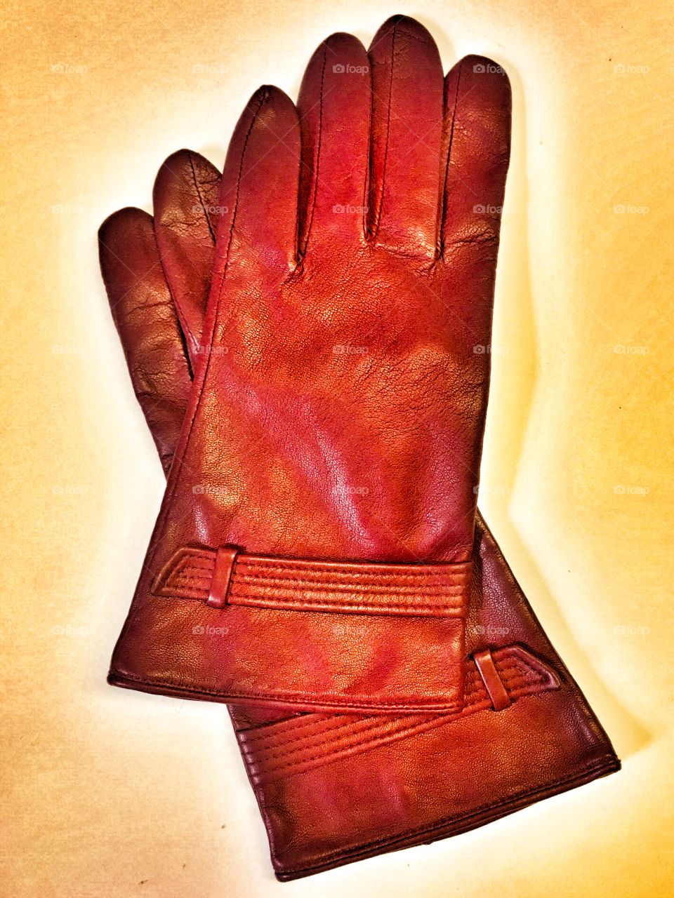 Red leather gloves