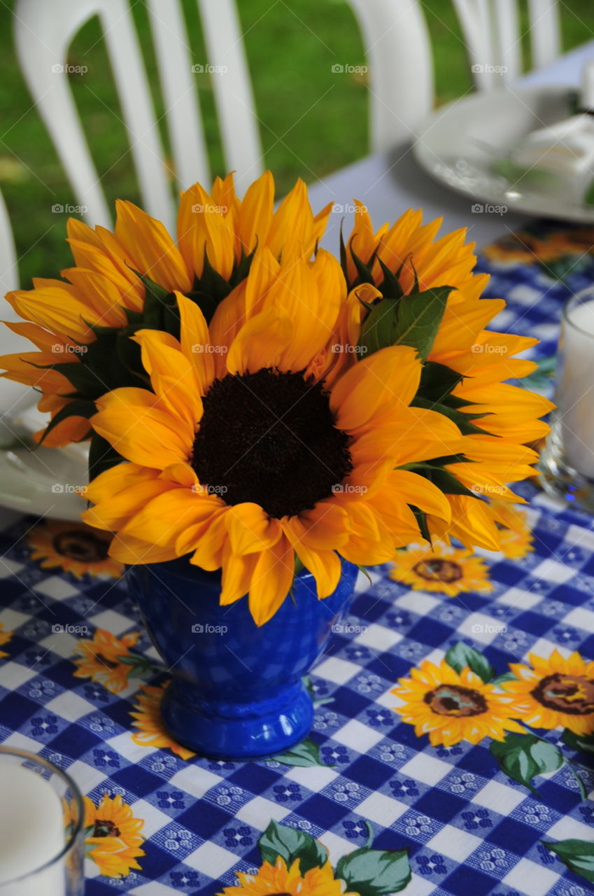 Happy some flowers and a festive table