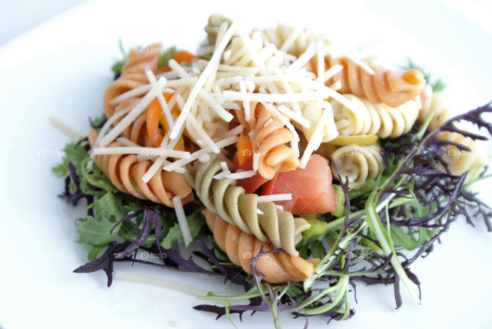 Close-up of pasta salad